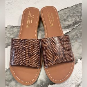Matisse Anthropologie Havana Leather Slide Sandals Snakeskin Animal Print 10